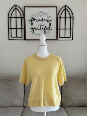 Abercrombie & Fitch Butter Yellow 100% Cashmere Crewneck Sweater Tee Size L